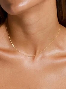 Vanel 1pc Y2k Minimalist Alphabet Necklace, Stainless Steel Name Necklace, 26 Letters A-Z Charm Pendant Necklace, Initial Letter Necklace, Golden Tone Girls' Birthday Gift - Yellow Gold - View 5