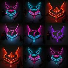 Luminous Mask New Fox Ancient Chinese Costume Nine-Tailed Fox Demon Mask Anime Cosplay Cat Face Mask Halloween Mask Bar Party Props Diode Luminescent Mask - Multicolor - View 1