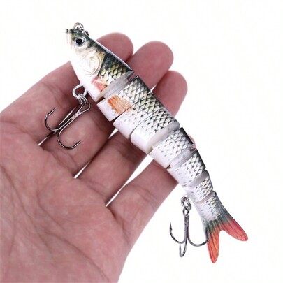 Isca de Pesca 13,7 cm / 27g, Olhos 3D, Iscas de Truta, Minnow Articulado de 8 Corpos Realistas, Iscas de Pesca de Crank Bait Difícil Para a Pesca