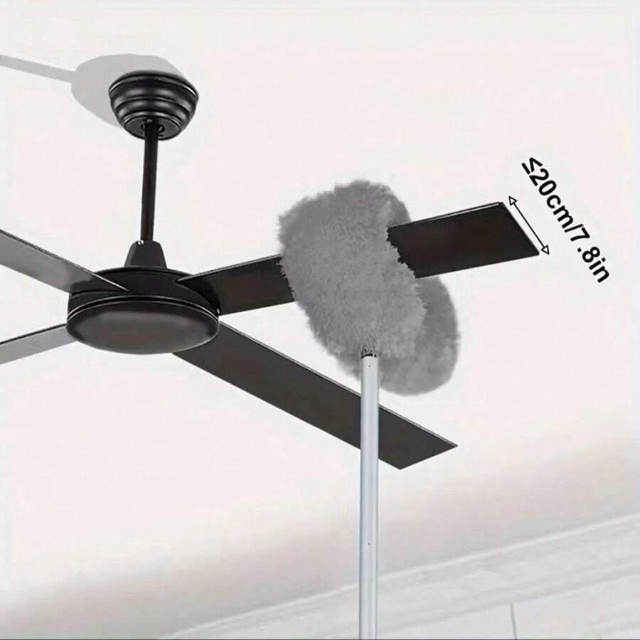 1入組，微纖維吊扇除塵器帶延長桿-可拆卸且可清洗刷子，適用於高天花板、風扇、家具、汽車，是完美的清潔工具和聖誕禮物 - 彩色 - 查看 1