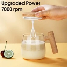 Taza mezcladora eléctrica, taza de mezcla eléctrica que se agita sola, taza de café que se agita sola de 400ml de peso ligero y alta velocidad, taza de vidrio que se mezcla y agita sola para el hogar (pilas AAA no incluidas), de vuelta a la escuela