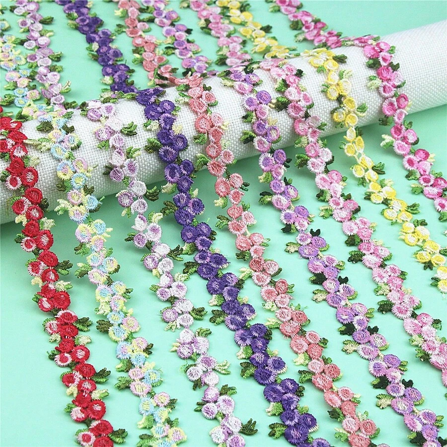 3D Thêu 2 Màu Hoa Nhỏ Viền Ren Quần Áo Váy Cưới Chính Thức Trang Phục Chất Liệu Trang Trí DIY Handmade Trang Trí Phụ Kiện - 2 thước - Xem 1