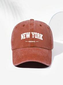 中性NEW YORK字母印花復古棒球帽，時尚的爸爸帽，適用於戶外和日常穿著，適合卡車司機 - B - 查看 13