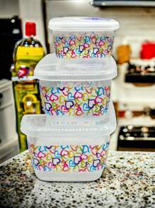 SINO Kit de 3 Toppers Comida Contenedor Alimentos Diseño de Flores - CORAZONES - Ver 3