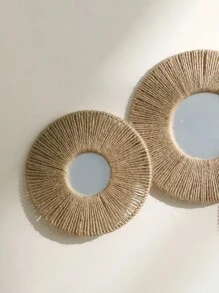 1 espejo redondo de cuerda trenzada nórdica, espejo artesanal hecho a mano, espejo decorativo de estilo boho, espejo de maquillaje, espejo colgante de tapiz de macramé, accesorios de baño - Multicolor - Ver 2