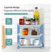 Estante Organizador Multiusos  3 Niveles, para el Almacenamiento de Productos para el Baño, Cocina, Alacena, Recamara y más - Azul - Ver 4