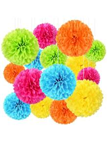 15 Stück Geburtstag/Bridal-Shower/Junggesellinnenabschied Geschenk Dekor Papierblumen Bälle, 25cm, 30cm, 35cm bunte Party Dekorative Seidenpapier Pompons, Papierblumen, bunte Pompom Laternen Party Dekorationen, Papierblumen Ball Hängende Dekoration, für Hochzeit, Geburtstag Party, Bridal-Shower, Junggesellinnenabschied, Baby-Dusche Dekoration - Verschiedenfarbig - Übersicht 2