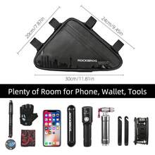 ROCKBROS Bike Triangle Frame Bag, Bike Triangle Bag, With Two Side Pockets, 1.5L - Black - View 5