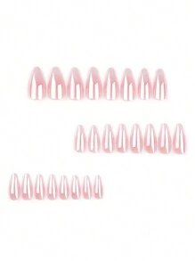 24Pcs Aurora Mermaid Sharp False Nails, Almond Shape, With 1Pc Jelly Gel, 1Pc Buffer Block Press On Nails Nail Supplies Nails - Multicolor - View 2