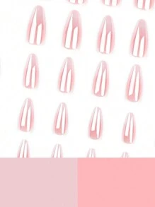 24Pcs Aurora Mermaid Sharp False Nails, Almond Shape, With 1Pc Jelly Gel, 1Pc Buffer Block Press On Nails Nail Supplies Nails - Multicolor - View 3
