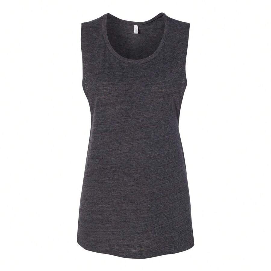 BELLA + CANVAS Women's Flowy Scoop Muscle Tank (Charcoal Black Slub) - Màu xám đen - Xem 1