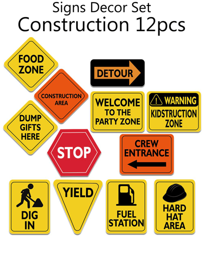 Construction Zone Party Decorations, 8in Traffic Signs Cutouts For Birthday Party, Construction Theme Party Supplies,Traffic Sign Cutouts Construction Hat Plastic,Monster Truck Party Favors, Construction Party,Monster Truck Birthday,Monster Truck Party