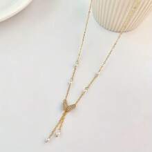 Femmes Chic Faux Perle Papillon Clavicule Chaîne, col Créatif, Bijoux de Fête de Mariage de Banquet