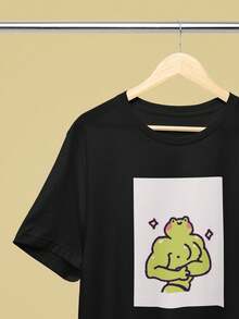 Playera cuello redondo estampado rana mamadisima meme unitalla/unisex - Negro - Ver 1