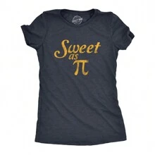 Womens Sweet As Pi T Shirt Funny Smart Math Problem Graphic Novelty Tee Funny Womens T Shirts Cute Vintage Fashion Casual Ladies T-Shirt Gift - 希瑟海軍藍 - 查看 1