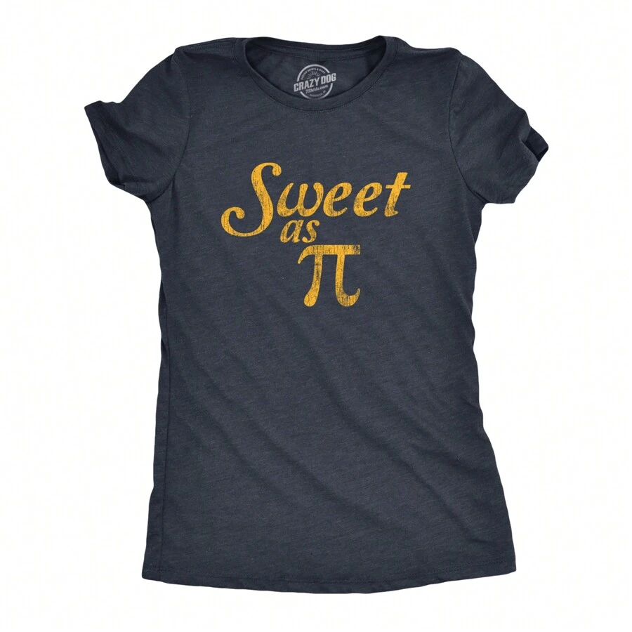 Womens Sweet As Pi T Shirt Funny Smart Math Problem Graphic Novelty Tee Funny Womens T Shirts Cute Vintage Fashion Casual Ladies T-Shirt Gift - 希瑟海軍藍 - 查看 1