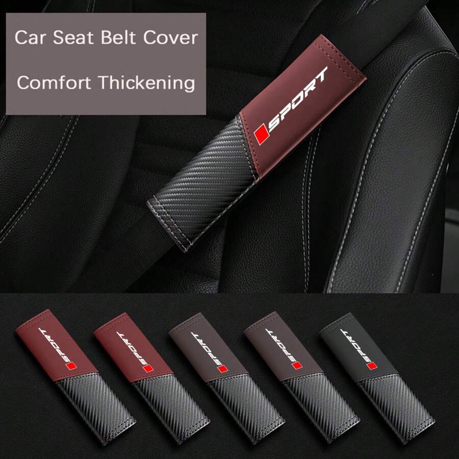 2 Peças Almofadas de Cinto de Segurança de Couro Artificial para , Mitsubishi, MG, BMW, Audi, Conforto na Direção, Capa de Tira