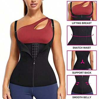 1pc Women Body Shaper With Chest Support, Tummy Control, Back Support Belt, And Waist Trainer For Workouts