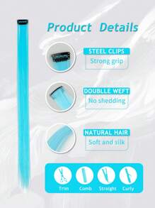 5 PCS Red Colored Clip In Hair Extensions 20 Inch Long Straight Hairpieces Clip In Synthetic, Halloween Cosplay Dress Up Fashion Party Christmas New Year Gift For Women Christmas New Year Carnival Music Festival Use(RED)