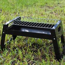1pc Foldable Charcoal BBQ Grill With Portable Handle For Outdoor Cooking - Black - View 7
