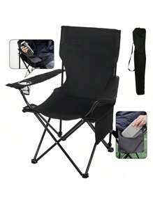 Sillas Plegables para Camping, Jardin, Playa o Pesca Portatil Ultraligera de Lona Impermeable - Negro - Ver 1