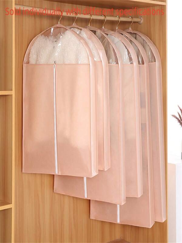1 pieza Bolsa colgante de almacenamiento de ropa de tela no tejida con cremallera, a prueba de polvo y transpirable, para vestidos, trajes, abrigos y otra ropa, bolsa, organizador, almacenamiento