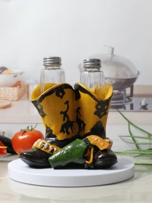 1pc Shoe Shaped Glass Salt And Pepper Shaker Ornament - Multicolor - View 1