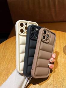 Apple Vintage Basic Phone Cases Iphone 16 3pcs New Thickened Edge Puffer Jacket Style Anti-Drop Phone Case Compatible With IPhone - Multicolor - View 4