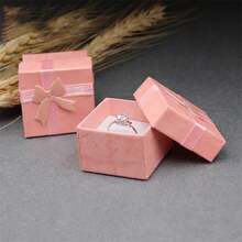 12 Pieces 4.2x4.2x2.6 Cm Square With Bow And Sponge Cardboard Ring Box Inside - Square - View 9