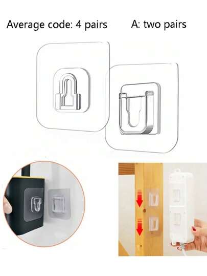 2pcs-4pcs Transparent Hook And Loop Fasteners With Strong Adhesive, Multifunctional Wall Sticky Hooks Without Drilling,Stickers,Wall Decal, Vinyl Decal For Home Decorations,Spring Decoration Items Refresh Your Home,Rama Decoration Stickers