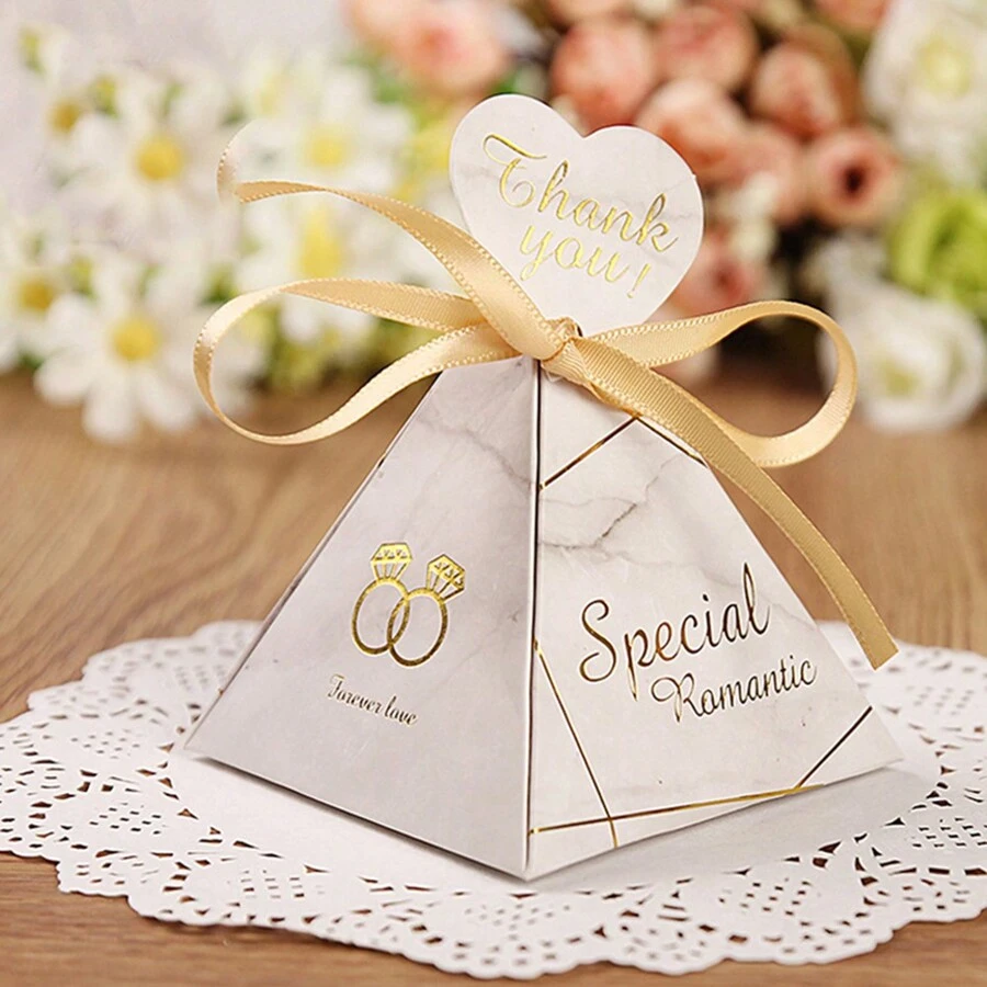 Triangular Pyramid Marble Candy Box Wedding Favors And Gifts Boxes Chocolate Box For Guests Giveaways Boxes Party Supplies,Christmas