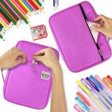 YOUSHARES 166 slots caja de lápices de colores, 110 ranuras gel plumas FO organizador de la caja para colorear, práctico soporte de lápiz de color multicapa (Púrpura) - Morado - Ver 4