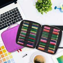 YOUSHARES 166 slots caja de lápices de colores, 110 ranuras gel plumas FO organizador de la caja para colorear, práctico soporte de lápiz de color multicapa (Púrpura) - Morado - Ver 5