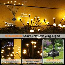 1 Peça/2 Peças de Luz de Jardim Solar, Luz de Vagalume Solar, Luz Cintilante Solar, Luz de Vagalume, Luz Solar para Exterior, Iluminação de Decoração de Caminho de Jardim e Quintal, Luz de Paisagem Solar, Luz Decorativa de Atmosfera de Paisagem de Pátio