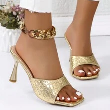 New Fashion Simple European And American Style Square Toe High Heel Ladies Sandals For Commuting And Versatile Wear