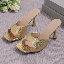 New Fashion Simple European And American Style Square Toe High Heel Ladies Sandals For Commuting And Versatile Wear