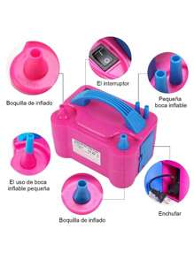 Bomba de Globo de Aire eléctrica, Inflador de Globos con Bomba de Aire de Doble Boquilla Portátil, Soplador de Globos, Inflar Profesional para Decoración, Fiesta (110V 600W) - Rojo - Ver 2