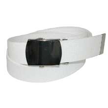 CTM Cotton Adjustable Belt With Nickel Buckle, Available In Black, Brown, Grey, Red, White,  One Size Cotton Removable Buckle Belts - 白色 - 查看 1