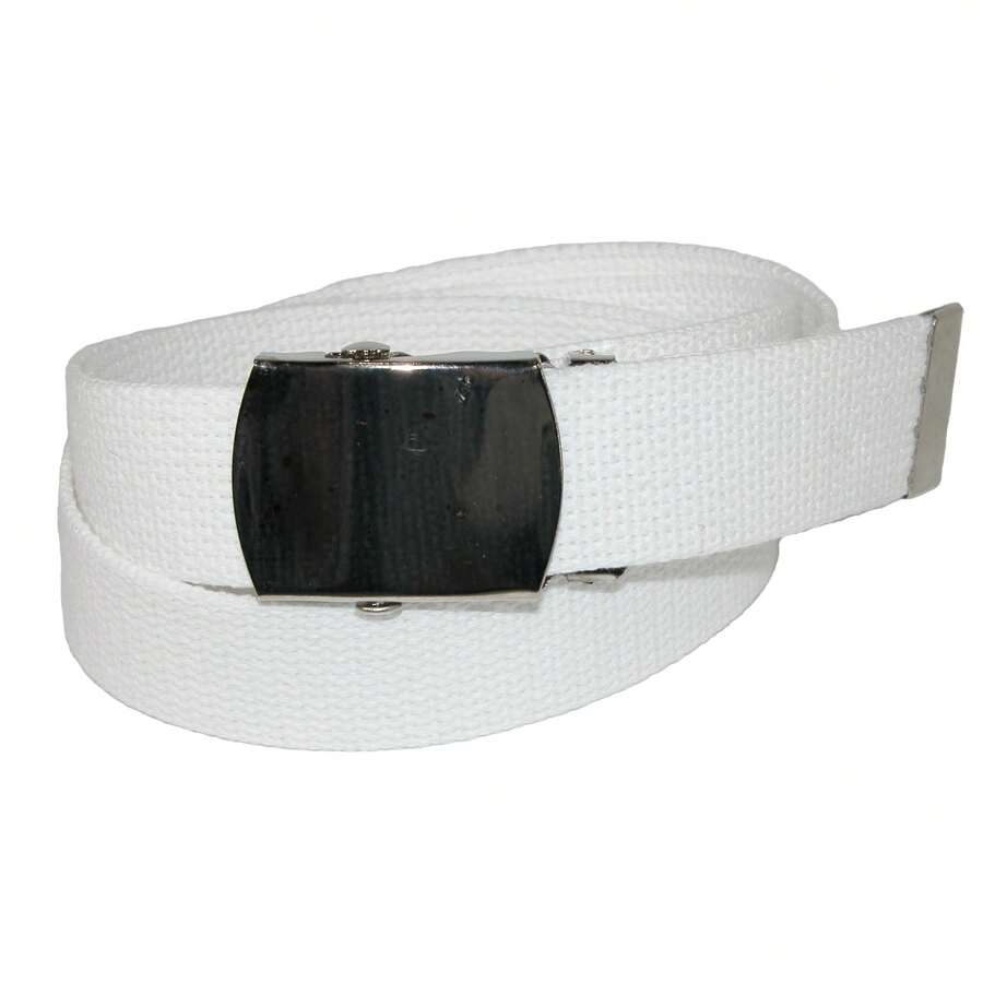 CTM Cotton Adjustable Belt With Nickel Buckle, Available In Black, Brown, Grey, Red, White, One Size Cotton Removable Buckle Belts - 白色 - 查看 1