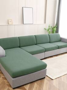 1pc Solid Color High Stretch Removable, Machine Washable Splash-Proof Sofa Cushion Cover, Suitable For Living Room Polyester Sofa Cushion Cover/Backrest Cover - Green - View 4