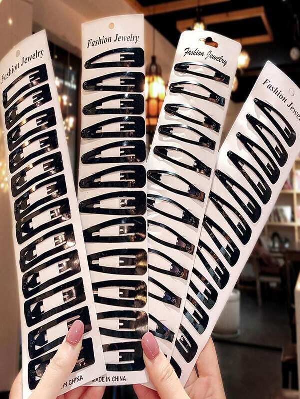 12pcs/Card Black Hair Clip For Women, With BB Clip, Suitable For Hair Claw Clips Hair Claws Hair Barrettes