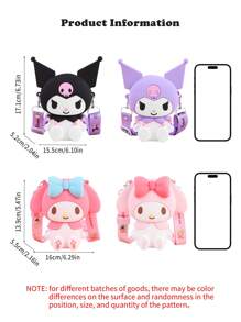 Sanrio 1Pc Genuine Sanrio Series Shoulder Bags Hello Kitty Kuromi Melody Sitting Position Crossbody Bag Kitty Cat Anime Character Silicone Purse Decorate Accessories (Some Parts May Be Random), Hello Kitty Pink, Pompompurin