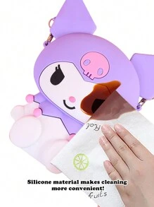 Sanrio 1Pc Genuine Sanrio Series Shoulder Bags Hello Kitty Kuromi Melody Sitting Position Crossbody Bag Kitty Cat Anime Character Silicone Purse Decorate Accessories (Some Parts May Be Random), Hello Kitty Pink, Pompompurin