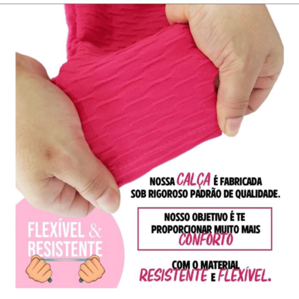 Legging Bolha Pink  Suplex Cós Alto Empina Bumbum Fitness Academia legue suplex textura Flocada Leg