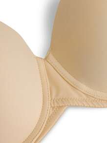 女性推擠式無肩帶胸罩，厚墊帶鋼圈可變換多種穿法胸罩 - 米色 - 查看 4