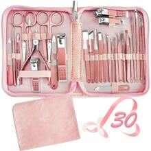 30 Stücke Pinke Nagelknipser Set, Professionelle Maniküre- und Pediküre-Werkzeuge für den Heimgebrauch mit Original Nagelknipsern