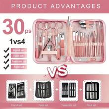 30 Stücke Pinke Nagelknipser Set, Professionelle Maniküre- und Pediküre-Werkzeuge für den Heimgebrauch mit Original Nagelknipsern