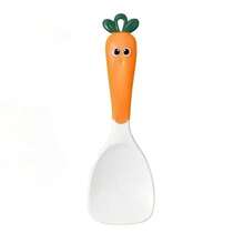 Juego de 5 piezas de cubiertos con diseño de zanahoria de caricatura, incluye pelador de verduras, cuchara de arroz, cuchara de sopa, batidor de huevo y servidor de pasta, utensilios de cocina - Multicolor - Ver 8
