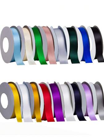1 st 100 Yards Flerfärgad 0,65 cm bred ensidig polyestersatinband, lämplig för hantverk, bröllop, presentinslagning, rosetttillverkning och andra projekt.