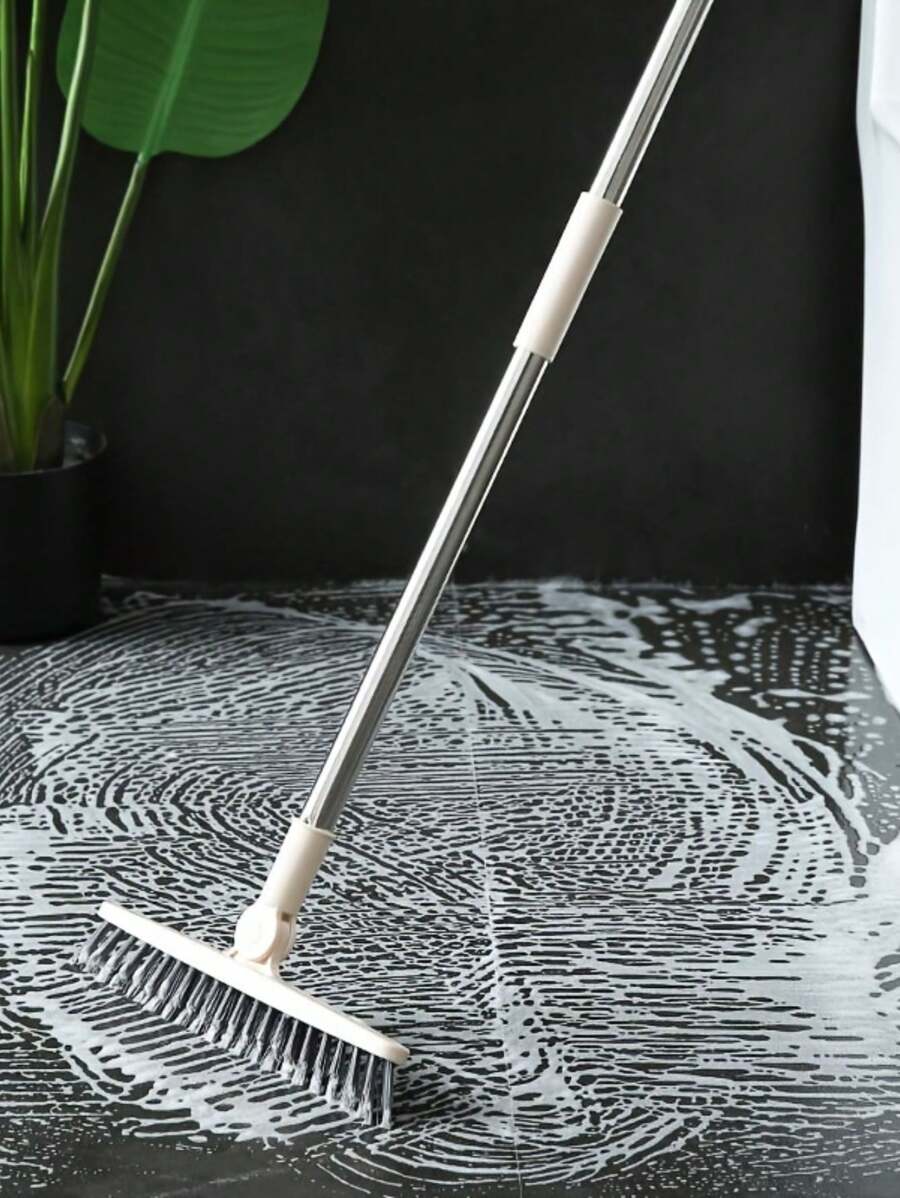 1 pieza escobilla de piso con mango largo, cerdas duras para limpiar huecos y esquinas de azulejos, adecuada para baño y tocador, una herramienta de limpieza esencial, un gran regalo para el Día de la Madre o para la esposa
